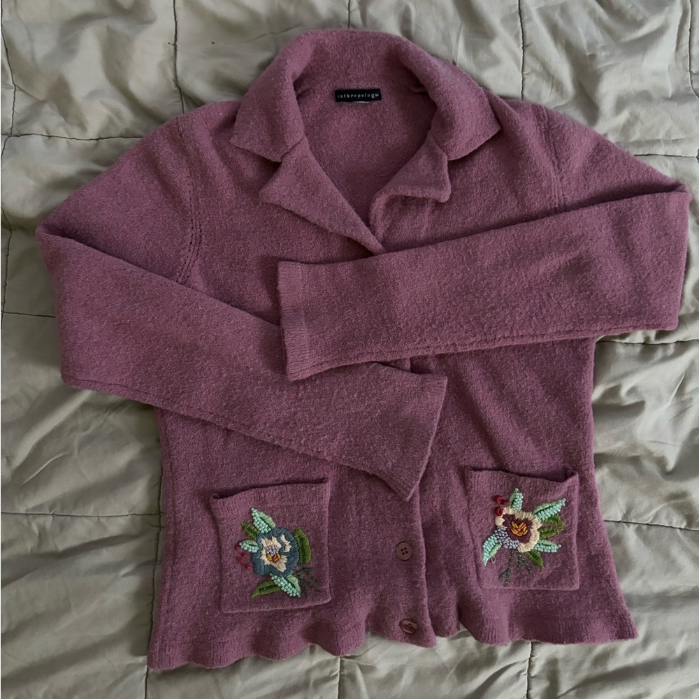 Anthropologie pink cardigan small